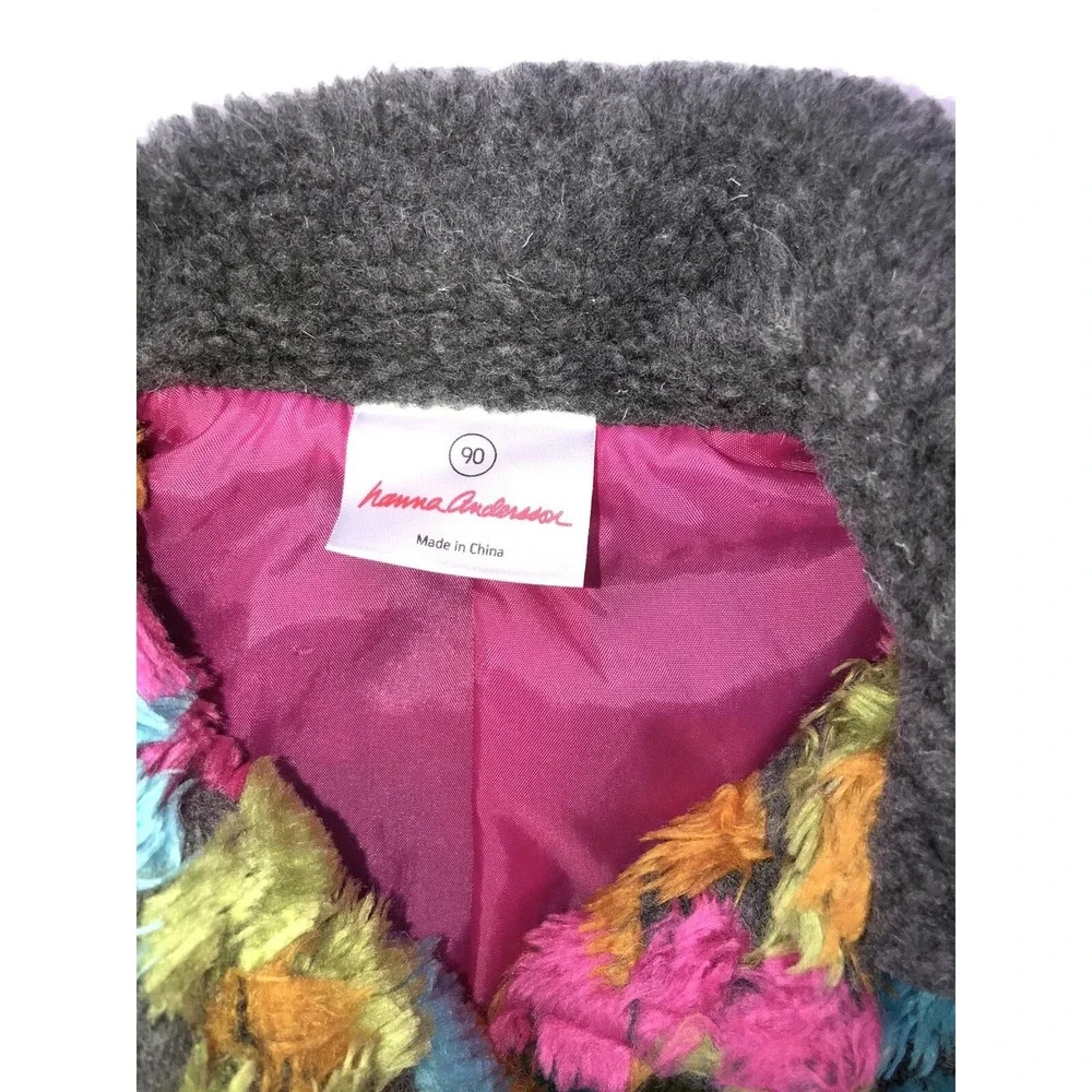 HANNA ANDERSSON 90‎ Floral Fuzzy STUNNING coat PLUSH 3t Girls Jacket